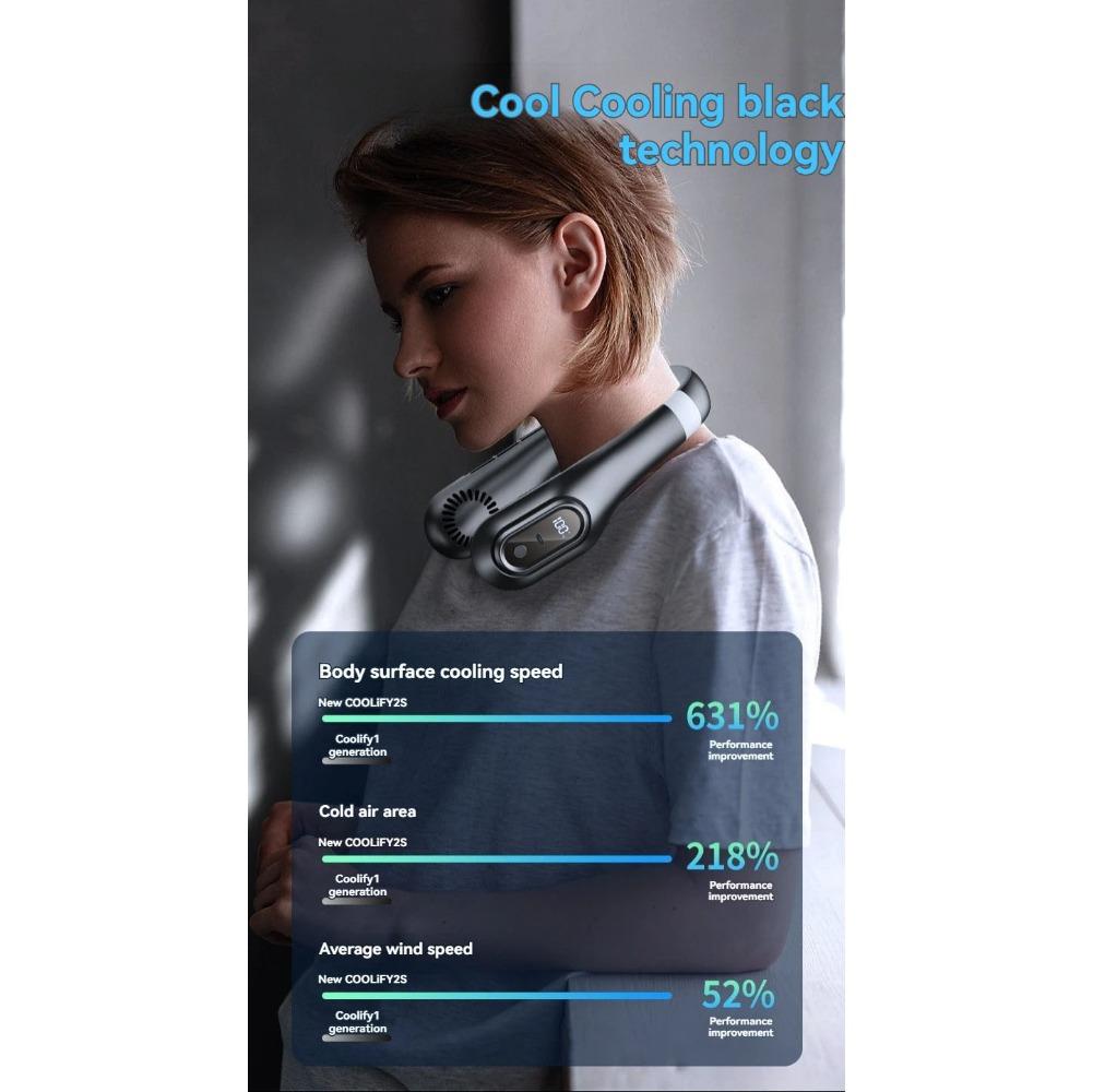 Summer Lazy Person Hanging Neck Fan Outdoor No Leaf Silent Small Fan Air Conditioning Fan Charging Portable Travel Small Electri