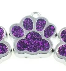 

1pc Alloy Oil Dripping Small Pendant Diy Key Chain Pet Tag Pendant Colorful Glitter Dog Footprint темно-фиолетового