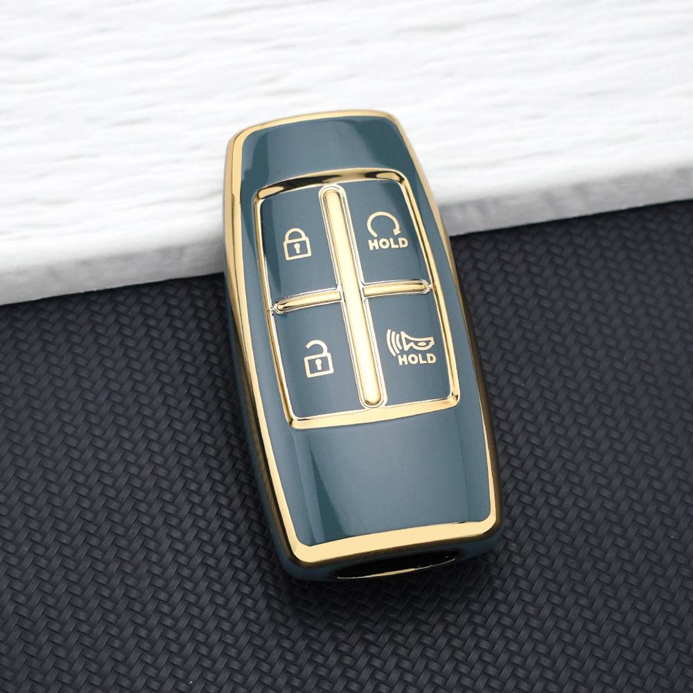 4/8 Buttons Soft TPU Car Key Case Cover for Hyundai Genesis G80 GV70 GV80 GV90 2020-2025 Key Fob Holder Keychain Accessories