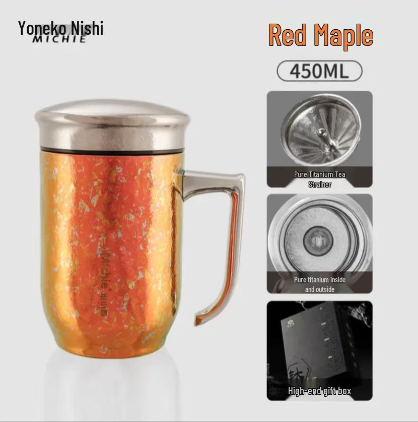 Mi Xiao Xi High-End Pure Titanium Insulated Tea Cup with Handle – Perfect for Office and Business Gifts. 500ml