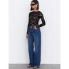 Tooxika Black Lace Slim See-through Long Sleeve New Spring And Autumn Fashion Tops