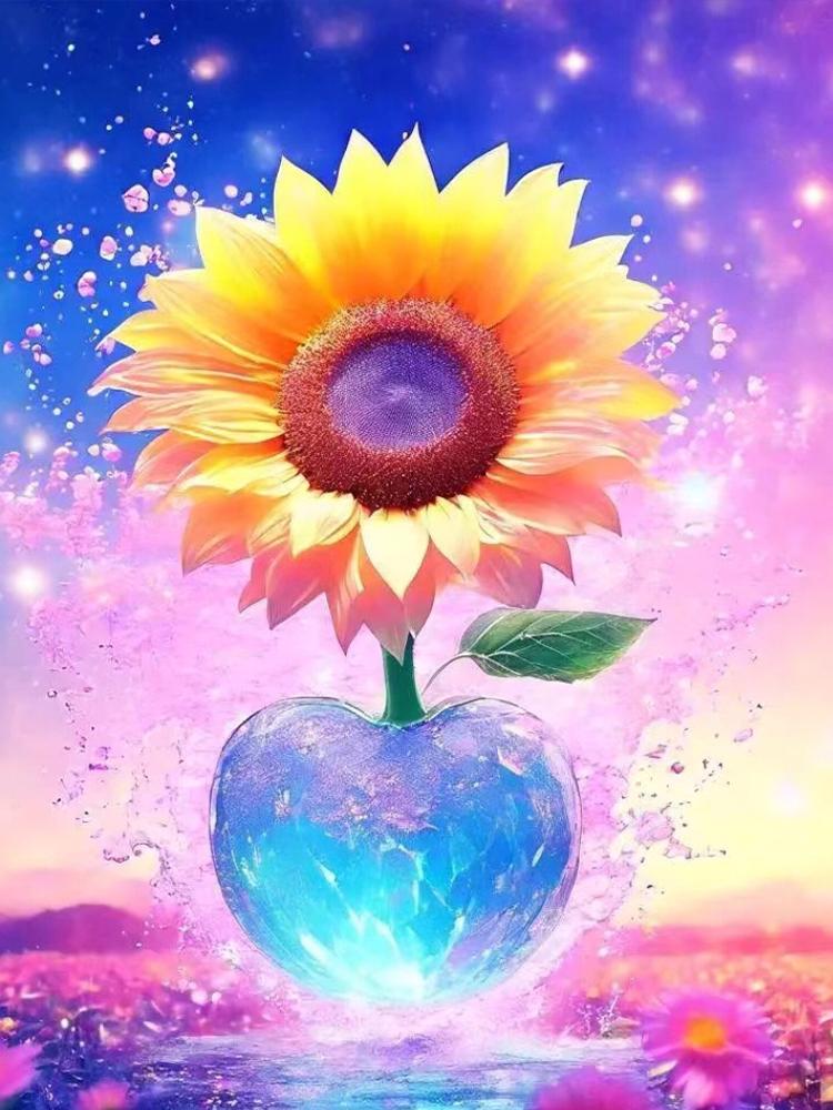 

DIY Подсолнух Цветок Мозаика Картина 5D Вышивка Крестом Алмазная Картина Полный Квадрат Круглый Стразы Вышивка Головоломка Домашний Декор Full Round 20x30CM