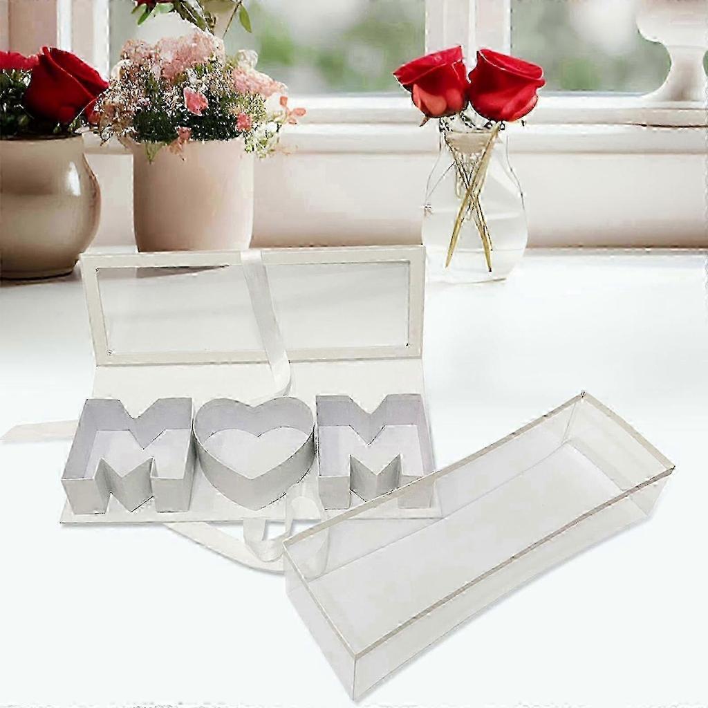Mom Letter Shaped Empty Flower Box Eternal Soap Packaging Box Floral Packaging for DIY Present Decorations-44.5x15.5x9.7cm