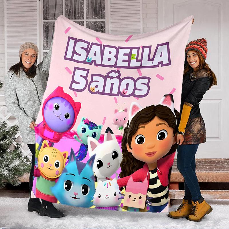 Gabby's Dollhouse printed throw blanket—lightweight,soft,warm;versatile blanket for all seasons—perfect as &air-conditioning throw,nap blanket