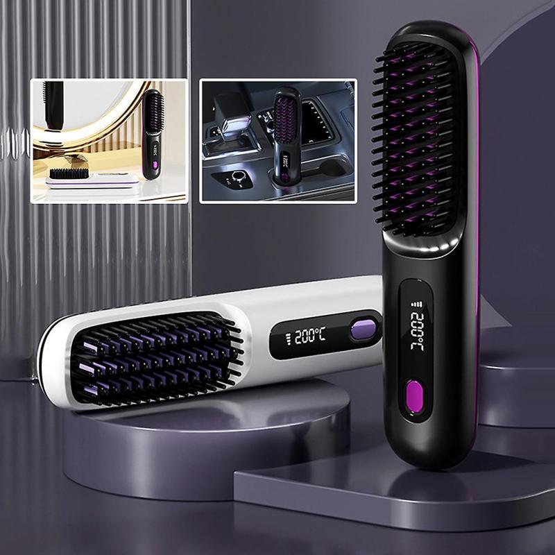 USB Heated Hair Straightening Comb, Temperature Adjustables Hair Flat Iron, 3 Level Adjustables Hair Flat Irons, for Hair Styling