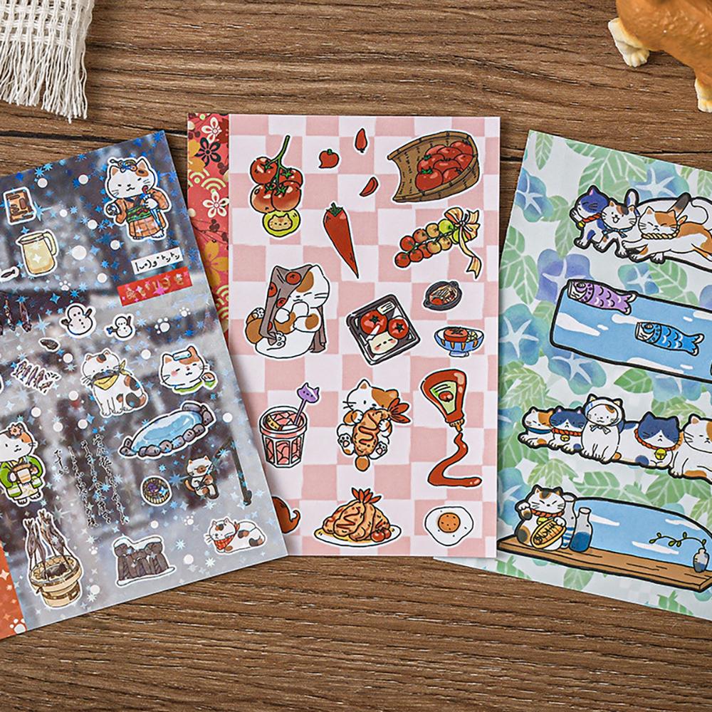 Sticker Book Mountain Cat Series M5 Sticker Book Cute Ancient Early Wind Handbag DIY Material Sticker Book