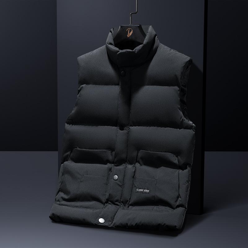 

2026 New Autumn and Winter Fashion Cotton Vest Men s Handsome Trend Vest Thermal Vest Jacket Wearing Vest Men 4XL чорний