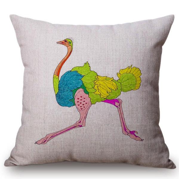 Elephant Giraffe Ostrich Style Cushion Cover Color Painting Wild Boar Animal Sofa Decoration Throw Pillow Case Cojines