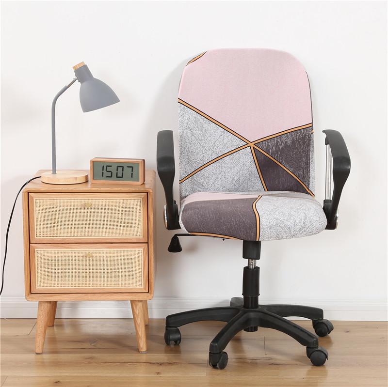 Geometry Computer Chair Cover Spandex Stretch Printed Office Chair Protective Covers Anti -Dirty Removable Machine Washable Armchair Seat