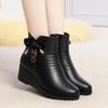 Women's Wedge Heel Fleece-Lined Short Boots for Autumn and Winter - Versatile and Warm for Seniors