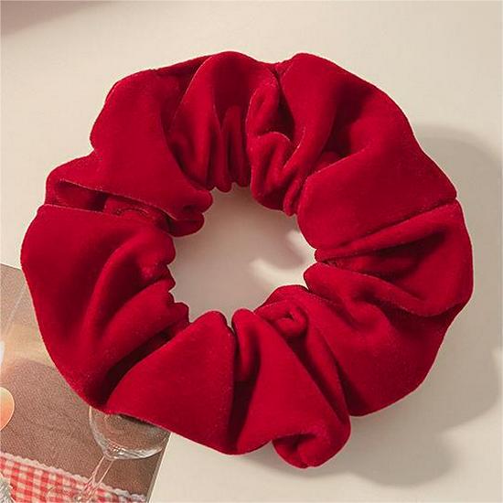 Red Series Plush Hair Scrunchie - Durable Elastic Band for Women's Hairstyles, Bun, and Ponytail - Christmas Hair Accessories.