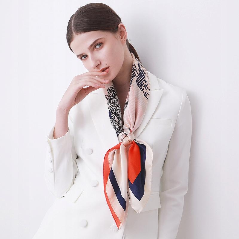 Scarf with print, women' synthetic silk, gift scarf, 70x70