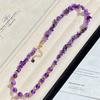 Natural Ice-Permeable Amethyst Gypsy Design Necklace Collarbone Chain Sweater Chain