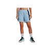 Under Armour Baseline Colorblock Mid-Rise Straight-Leg Athletic Shorts Women Bottoms Blue 1370301-490
