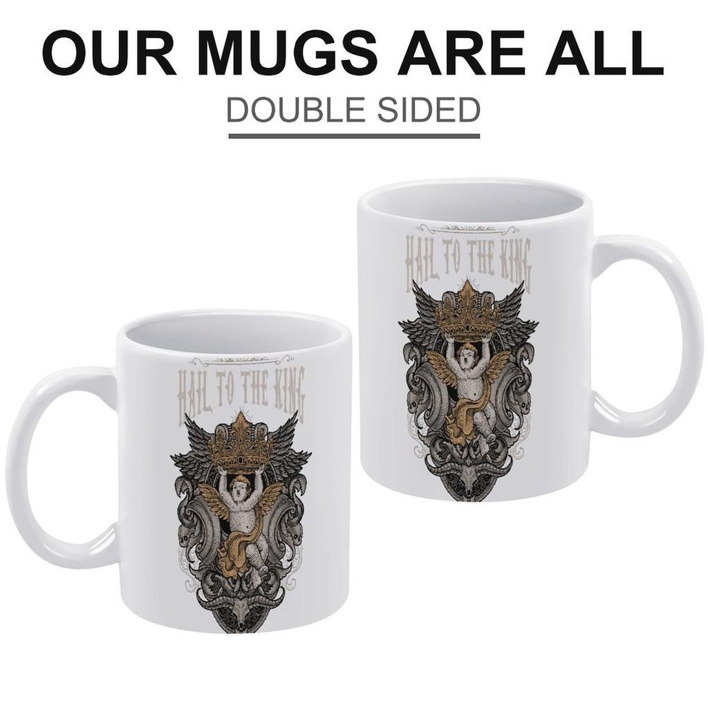 11oz Weiße Keramiktasse mit Glattem Henkel und Beidseitig Bedrucktem Design, Perfekt für die Küchen- und Arbeitsgetränkeroutine