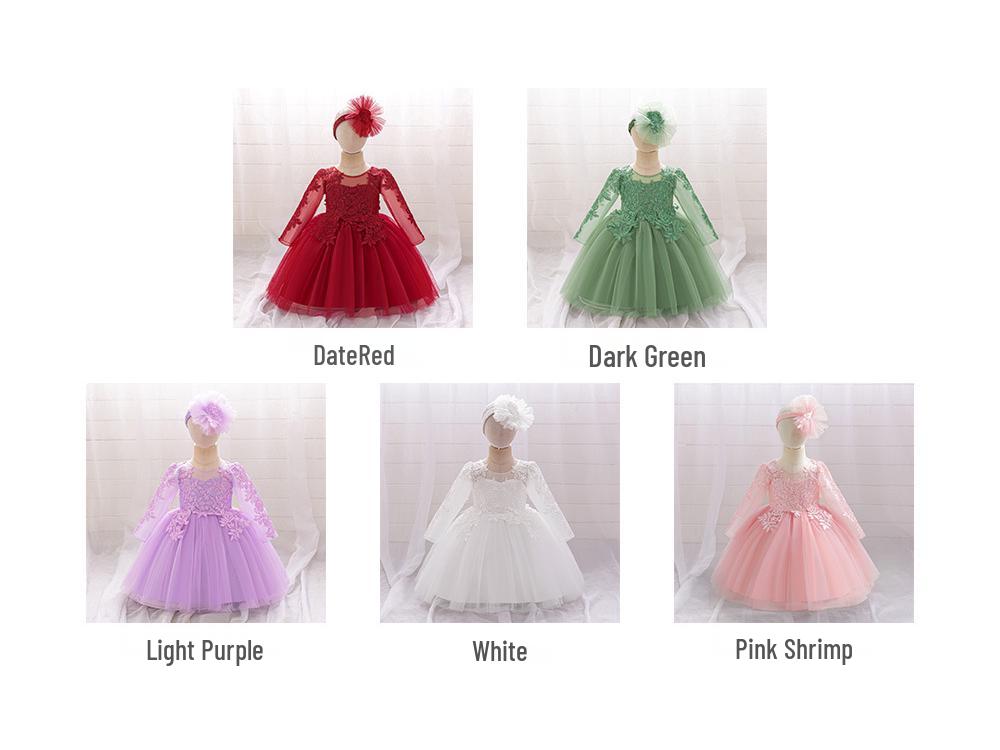 Weißes bauschiges Tüll-Prinzessinnenkleid für Mädchen - Einjähriges Abend- und Bühnenoutfit