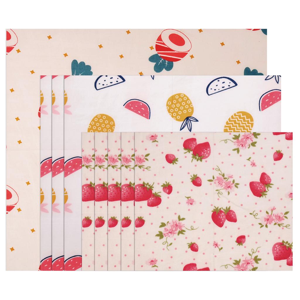 9 Pcs Reusable Beeswax Wrap for Food Organic Cotton Beeswax Papers Small Medium Large Bread Sandwich Wrapper Bowls Covers