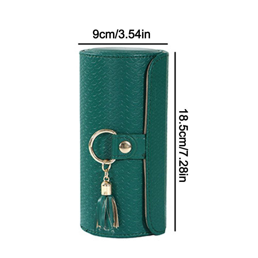 New PU Leather Travel Jewelry Case Three-layer Multifunctional Cylindrical Jewelry Storage Box Portable Jewelry Storage Tool