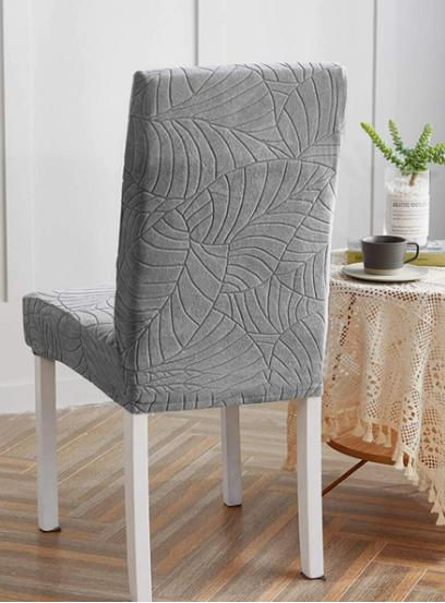 Light Gray Velvet Jacquard Patterned Elastic Chair Cover [21Zd]