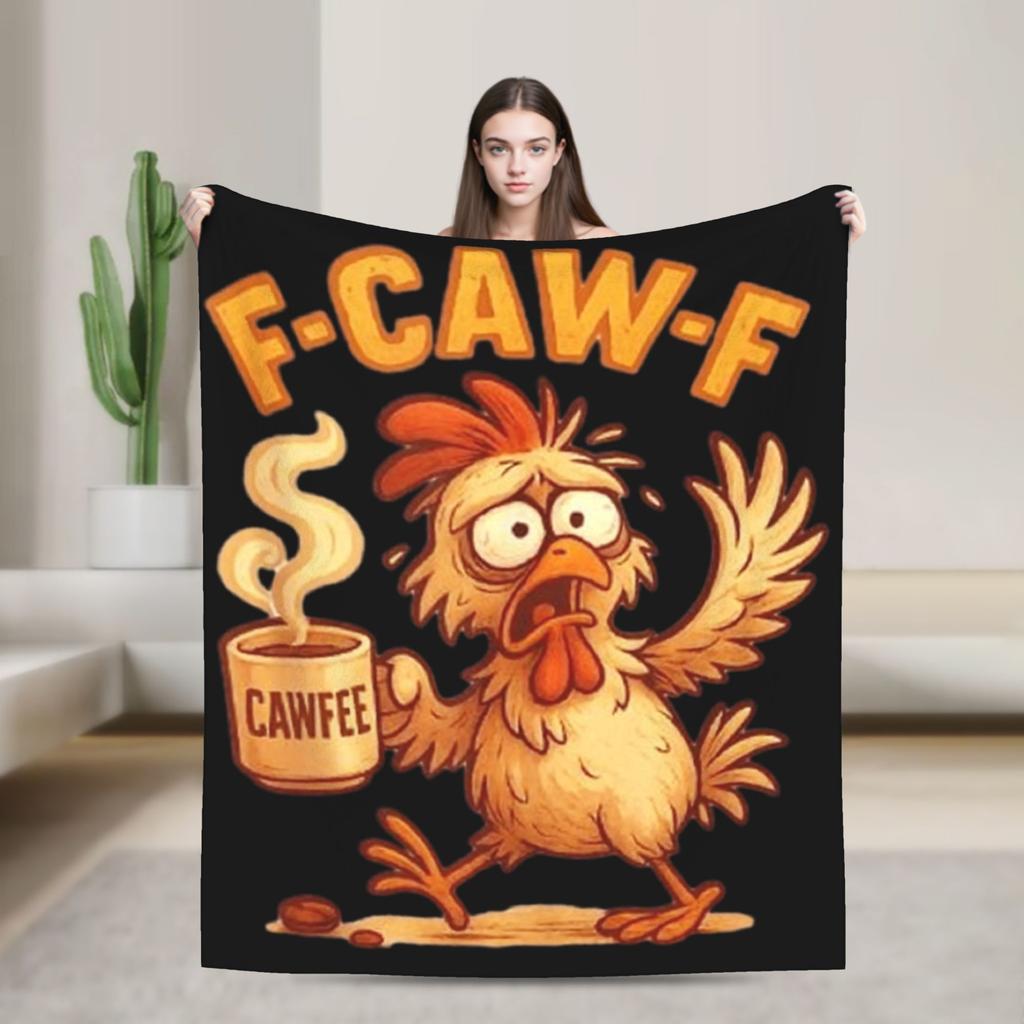 F-Caw-F Chicken Funny Fashion Blanket Fleece Decoration  Multi-function Lightweight Throw Fashion Blanket for Bed Bedroom Plush Thin Quilt