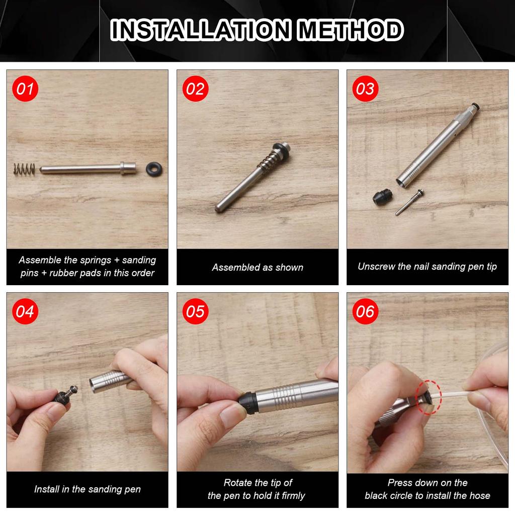 Jewelry Pneumatic Engraving Pen Kit, 4/6/8/16/24/32 Sided Tips with Air Hose, for Engraving & Matte Finishing on Gold, Silver & Stainless Steel