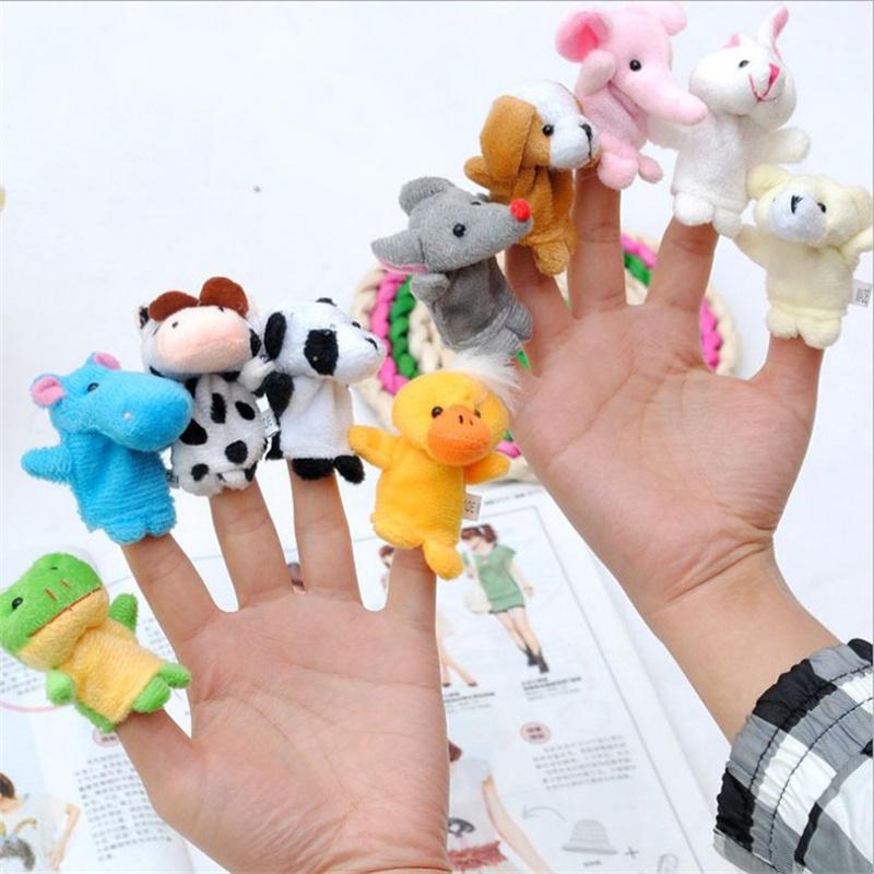 5/10pcs Animal Finger Puppet Mini Plush Toy Cartoon Biological Baby Pretend Telling Story Stuffed Doll Plushies Fans Gift Random