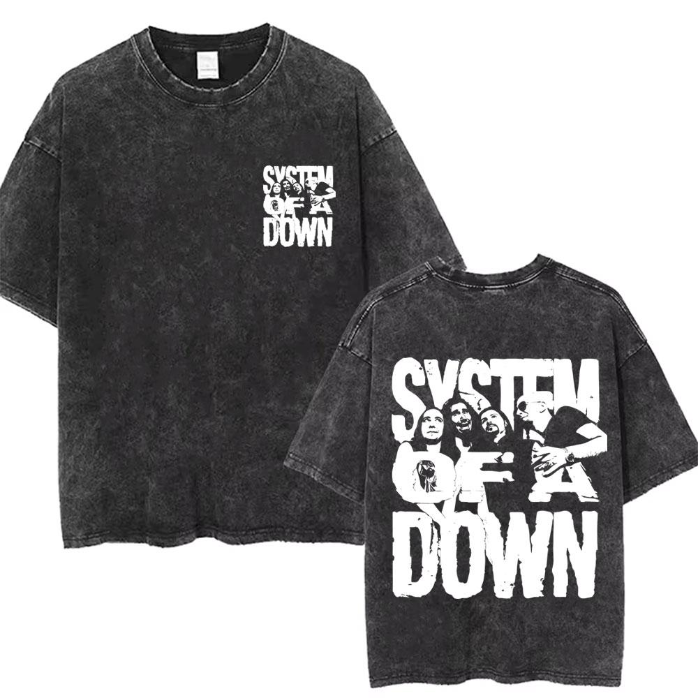 Washed Vintage System of A Down Toxicity Album Graphic T-shirt Men Women Rock Alternative Metal T Shirts Oversized T-shirts
