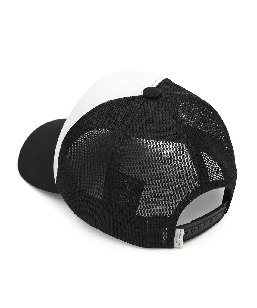 Eondeokeonteulol Summer Mesh Sunblock Logo Color Block Ball Cap Unisex Baseball Cap Signature / Mesh Trucker Black
