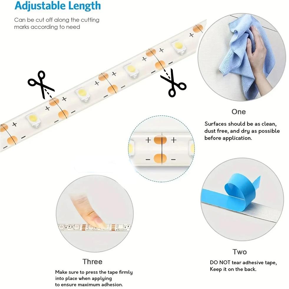 5V LED Lights Strip 2835 Touch Switch Dimmer USB LED Tape Ribbon Flexible DIY Backlight Mirror Christmas Cabinet Room Decor Gift