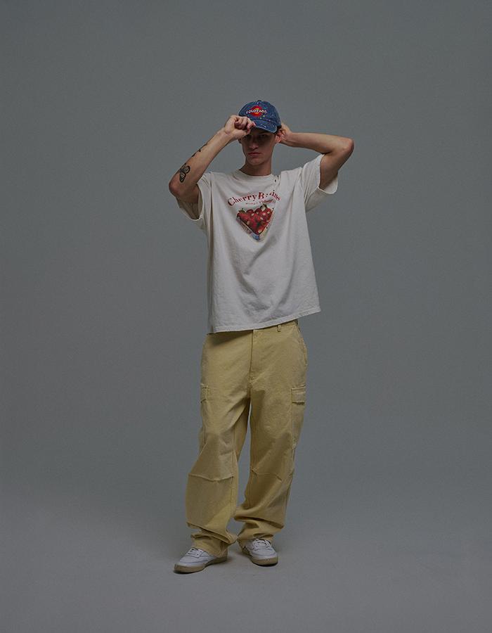 SUNDAY FRUIT MARKET Cherry Billiards Tee Ivory