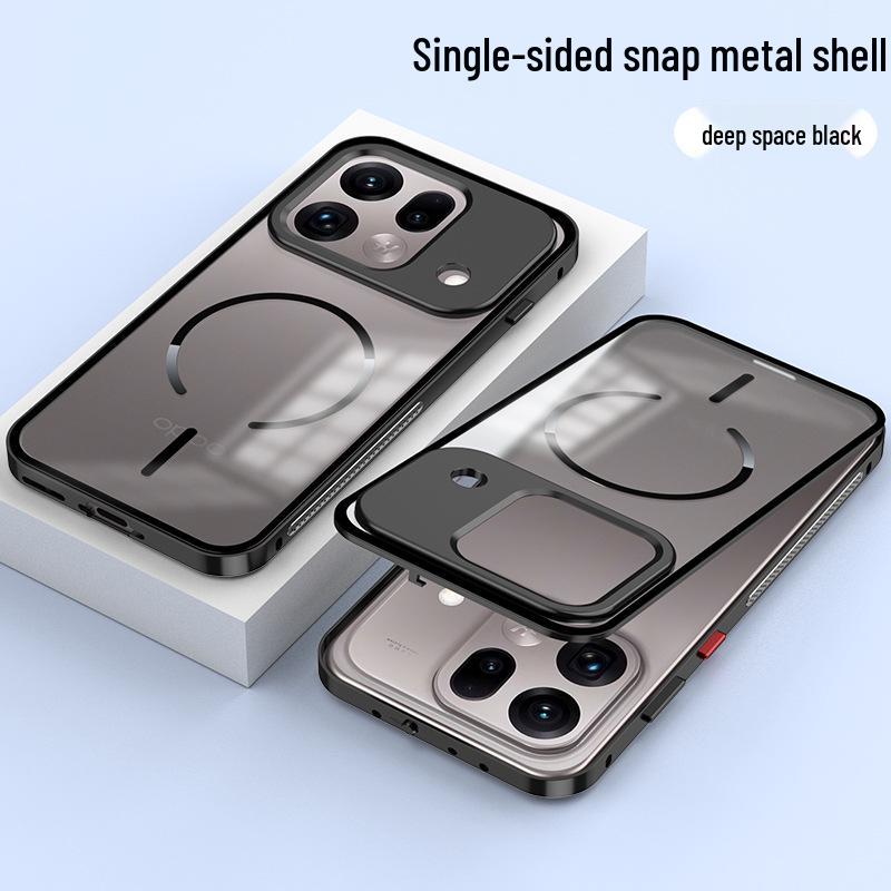 Magnetic Snap Button Metal Case for OPPO Find X9 Pro/X9S Pro with Frosted Back