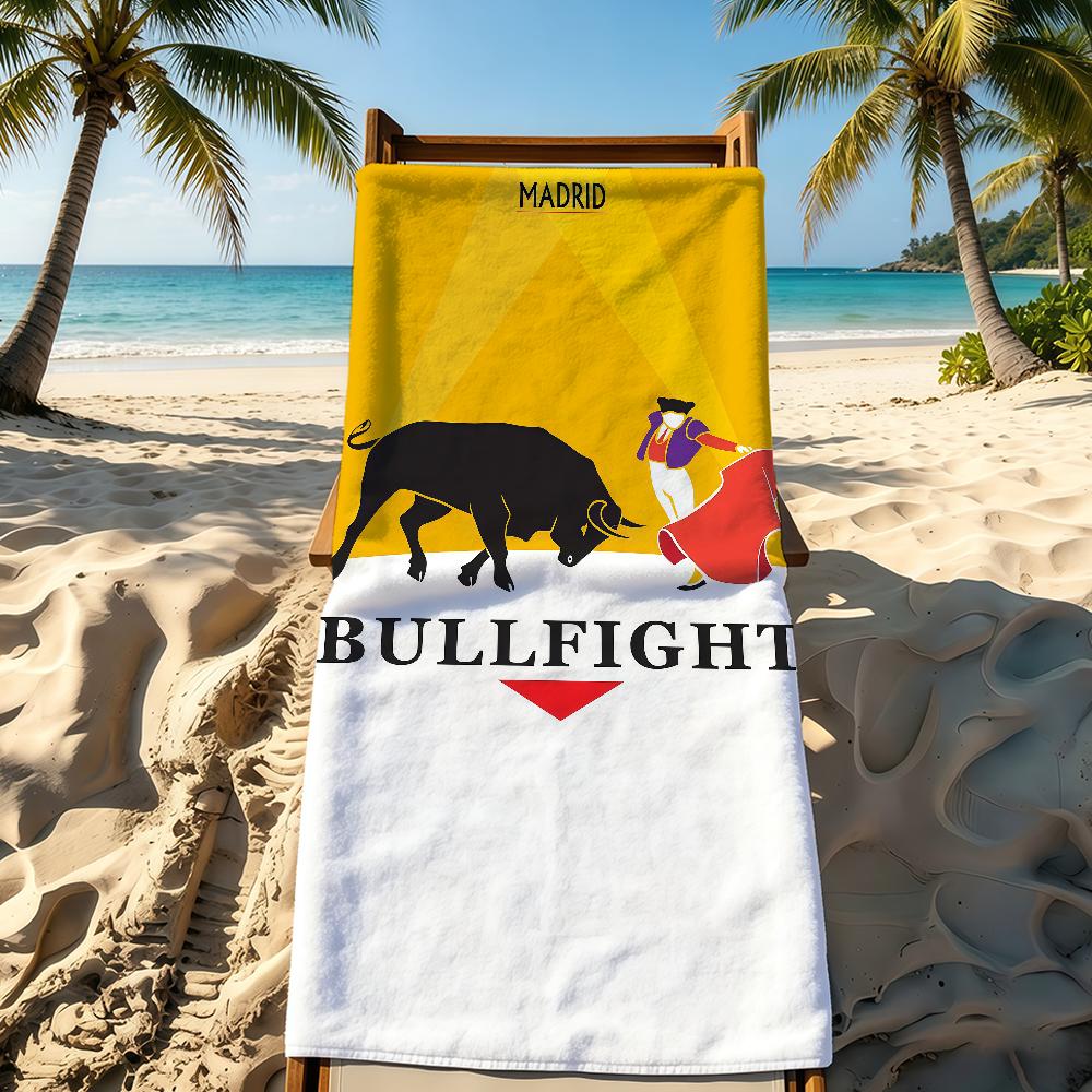 Bullfighting Spanish Towel For Outdoor Camping Beach Towel Super Absorbent Quick-Drying Summer Towel