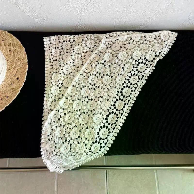 Trendy Lace Hollow Out Triangle Hair Scarf Headband Women Girls Mini Skirt Y2K Hip Curtain Waist Chain Waist Accessories