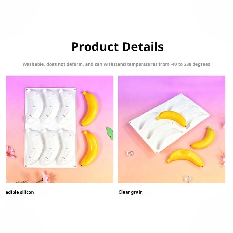 Stampi in Silicone a Forma di Banana per Mousse, Torta, Cioccolato, Gelato per Cottura e Preparazione di Dolci Design Flessibile Antiaderente