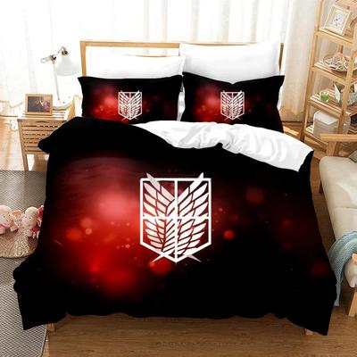 Juego de ropa de cama con estampado 3D de Anime Attack On Titan AOT, funda de edredón para cama doble, matrimonial, Queen y King, para adultos y niños