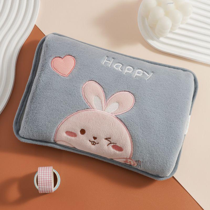 Plush Hot Water Bottle with Thick Cloth Cover for Women's Abdomen