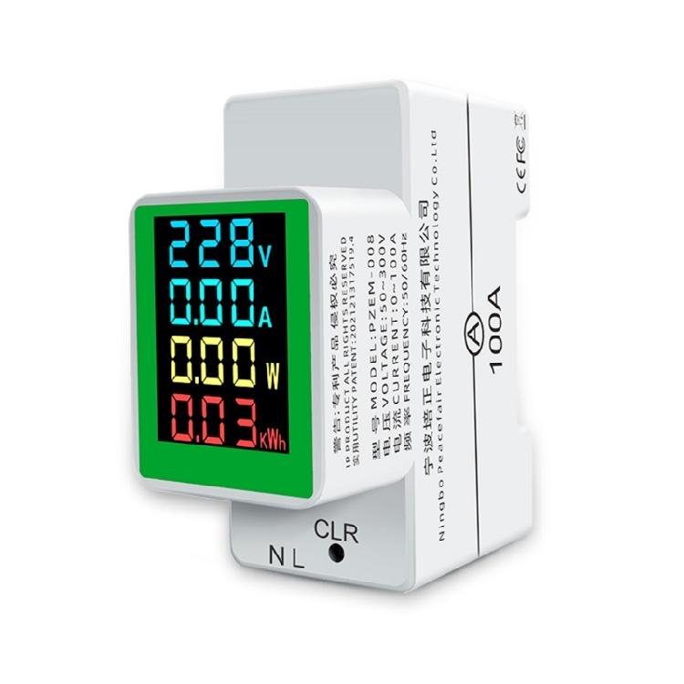 Single Phase Energy Meter Din Rail Electricity Usage Monitors AC50-300Volt 0-100A Voltmeter Ammeter Watt Kwh