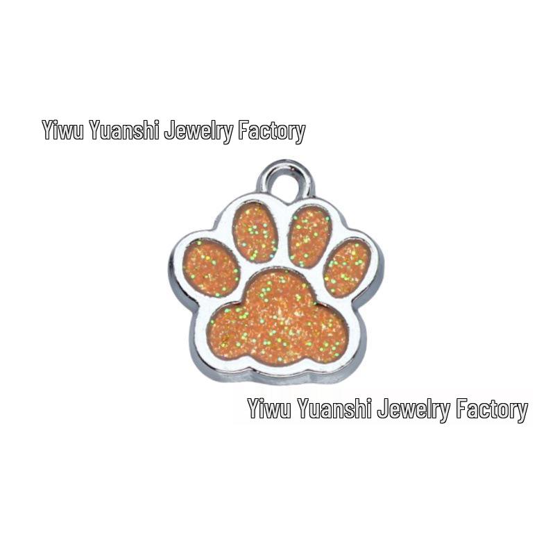 DIY Dog Paw Print Pendant: Glittery Customizable Pet Tag with Logo Printing Options