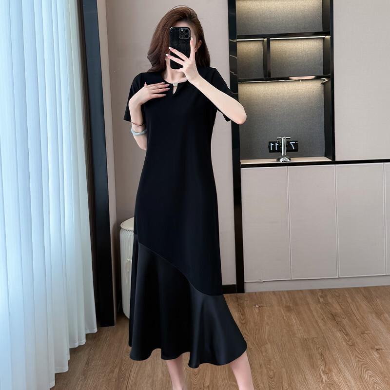 La Chapelle Women s Spliced T-Shirt Dress with Beaded Neckline 2XL