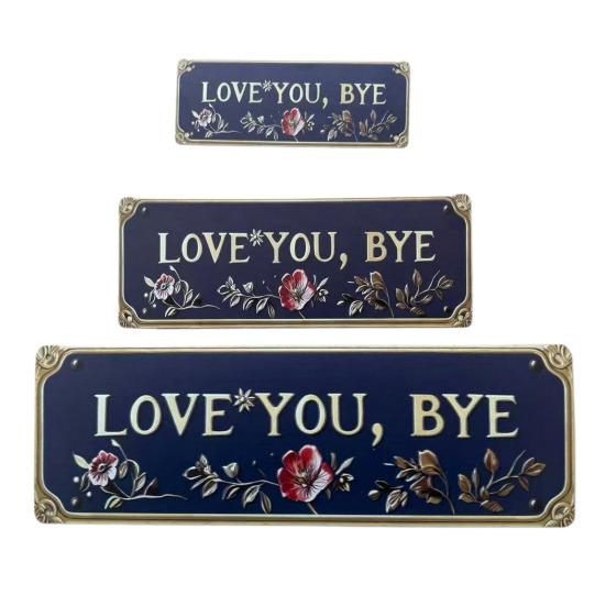 Älskar dig Hejdå Metallskylt Väderbeständig Vintage Utomhus Trädgård Gård Hem Bar Hall Entré Vägghängande Skylt Dekorativ Plakett