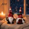 Christmas Table Decor Plush Gnome Decoration, Nordic Xmas Scandinavian Tomte Elf with Figurine Pine Tree Branch for Desk Shelf Fireplace Winter