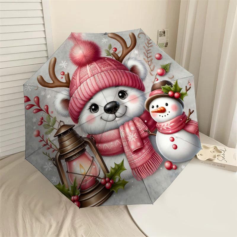 

1PC polar bear, snowman Automatic Open/Close Umbrella Compact Folding Umbrella with 8-Rib Shaft lightweight esign, Fashion Lovers1254A