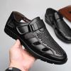 Sommer Herren Business Casual Leder Spitze Loch Hohl Mesh Arbeitssandalen