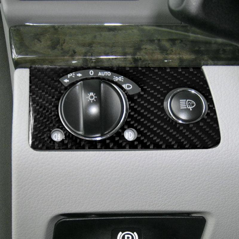 Car Soft Carbon Fiber Interior Accessories Headlight Switch Button Frame Trim Cover For Mercedes Benz E Class W211 2003-2009