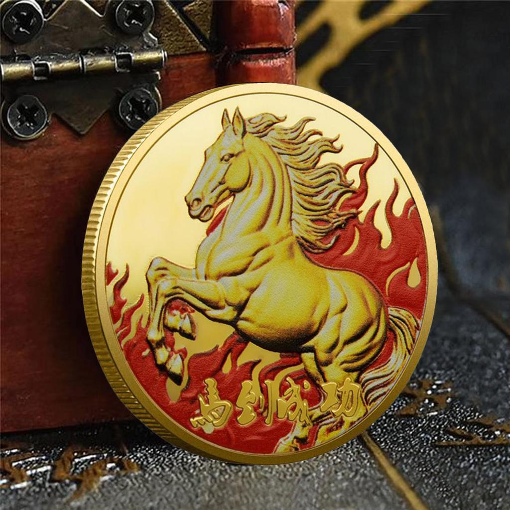 Čínský maskot kůň Pamětní mince Rok koně Suvenýr Štěstí talisman Mince pro sběratele Dárek Přátelé Rodina