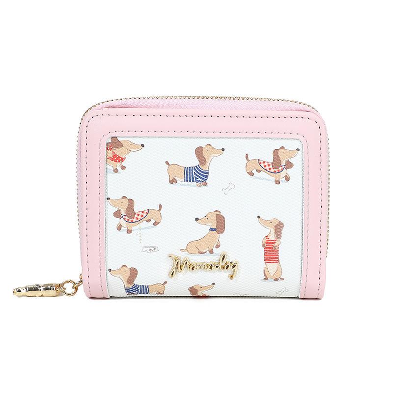

New 20% off zipper short wallet pu multi-functional change bag card bag integrated puppy cute wallet student girl