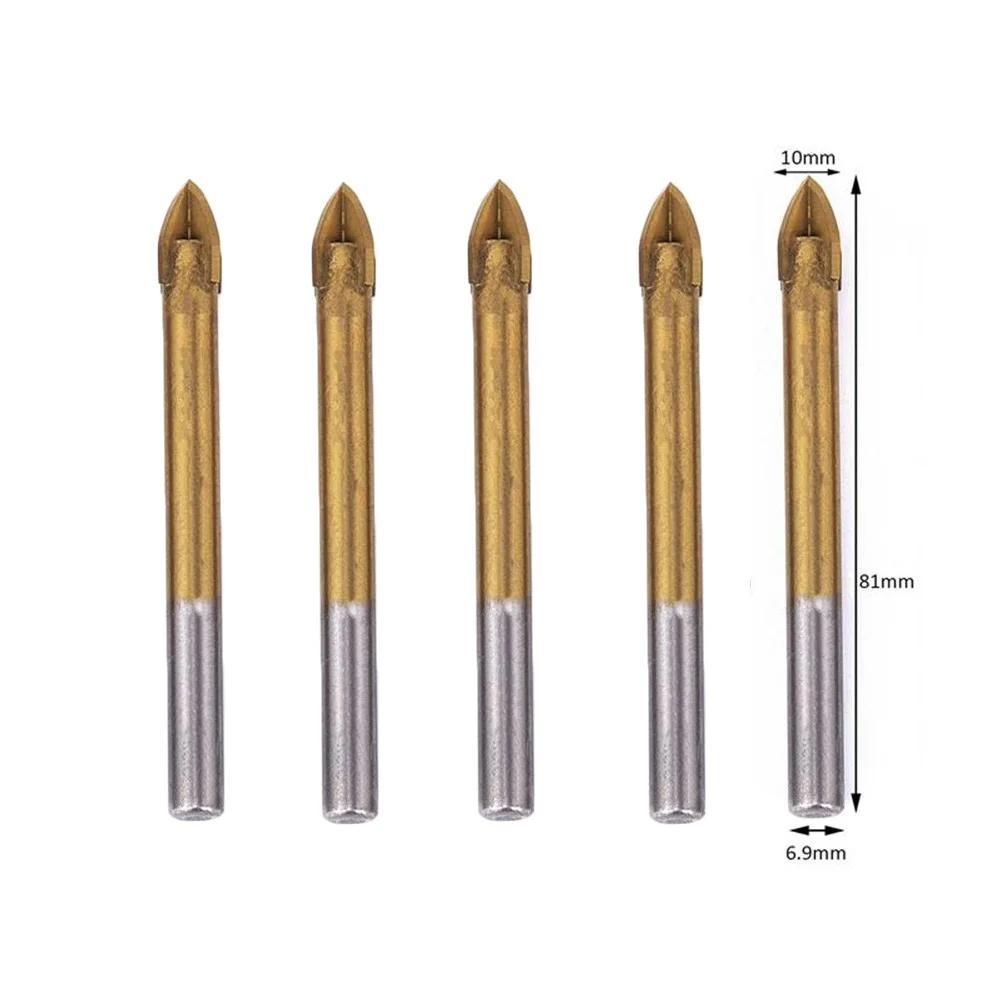 5-piece 5-12mm Glass Drill Bit Set Suitable For Reaming And Deburring Walls, Tiles, Glass, Metal, Marble, And Wood.
