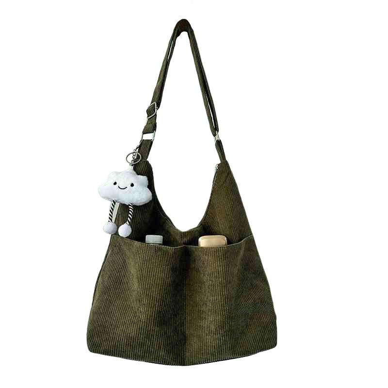 Tote Bag Velvet Large Capacity Shoulder Commuter Student Messenger Bag Slack Cloth Bag Luggage