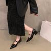 Chaussures simples à talon moyen-haut pointues noires, tempérament français, chaussures pour femmes, printemps, automne, hiver, Mary Jane, chaussures de soirée