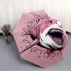 1pc Shark Pink Automatic Folding Umbrella, 8-Rib Sturdy Canopy, Portable Travel Umbrella for Outdoor Use
